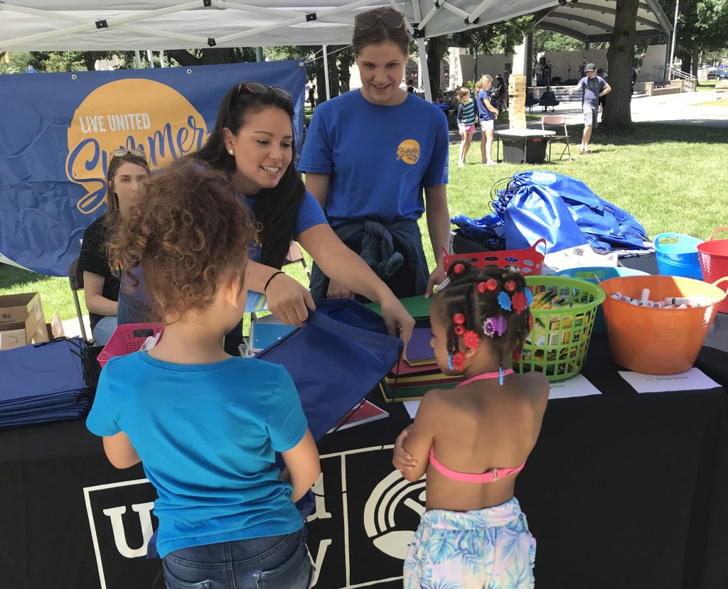 Volunteers of all ages stopped by United Way tables at community events this summer to complete volunteer projects.