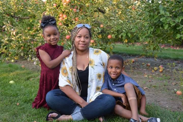 Felecia Parker with two of her children: Kaelyn, 5, and Payton, 7. 